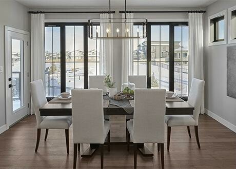 Dining room in a home by Kimberley Homes in Kelowna, British Columbia. 