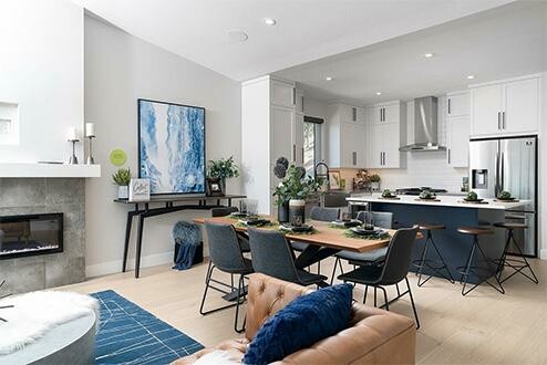 Dining room in a home by Carrington Homes in Kelowna, British Columbia. 