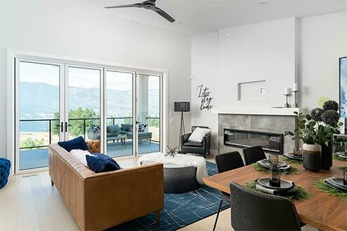 Living room in a home by Carrington Homes in Kelowna, British Columbia. 