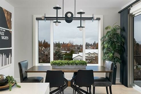 Dining room in a home by Carrington Homes in Kelowna, British Columbia. 