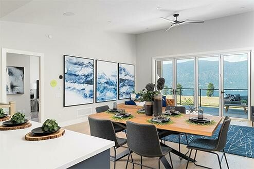 Dining room in a home by Carrington Homes in Kelowna, British Columbia. 