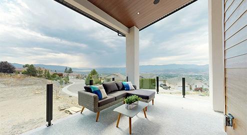 Patio in a home by Carrington Homes in Lone Pine Estates in Kelowna, British Columbia. 