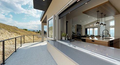 Patio in a home by Carrington Homes in Lone Pine Estates in Kelowna, British Columbia. 