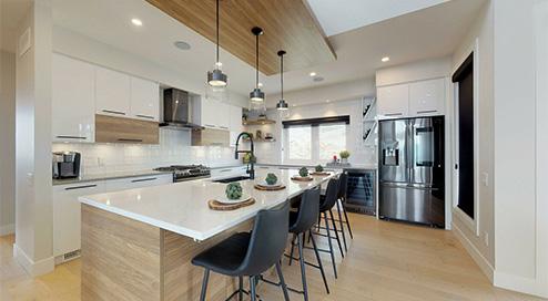Kitchen in a home by Carrington Homes in Lone Pine Estates in Kelowna, British Columbia. 