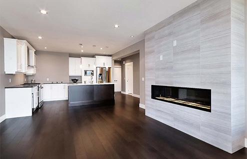 The living room in a new home by Corey
Knorr Construction in Kelowna, British Columbia.