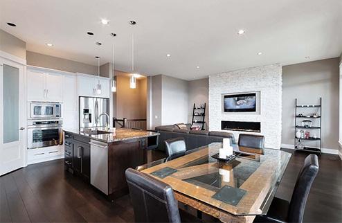 The main floor in a new home by Corey Knorr Construction in Kelowna,
British Columbia.