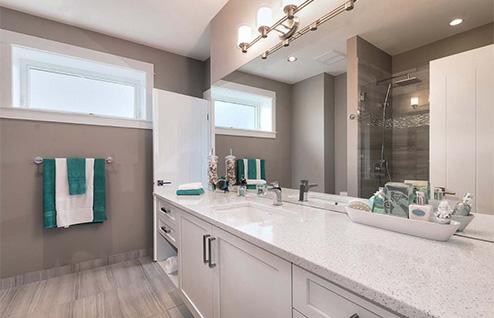 The master bathroom in a new home by Corey
Knorr Construction in Kelowna, British Columbia.